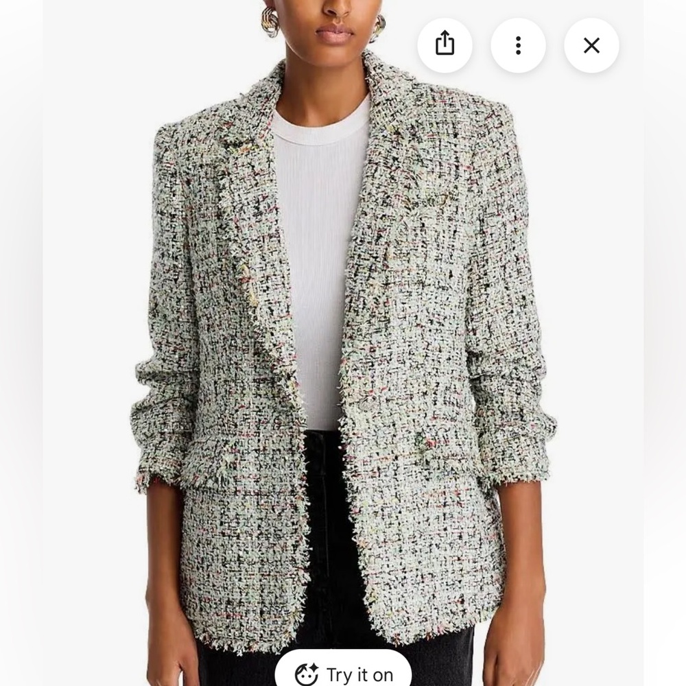 cinq a sept Anya Boucle Khloe Single-Breasted Tweed Blazer
